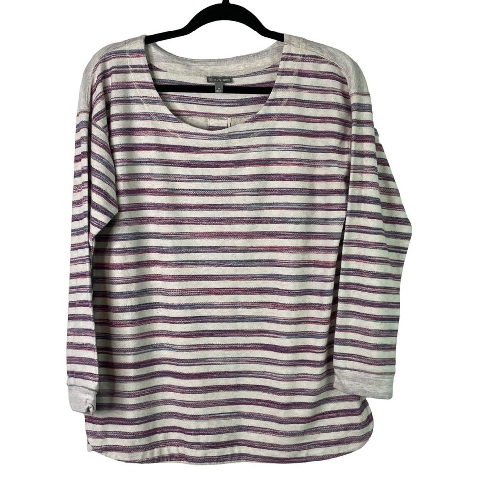 T By Talbots Top Button Back Striped Long Sleeve … - image 1